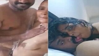 Honeymoon sex tape Kannada couple ki nude bath