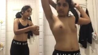 Mallu girl boobs show strip tease shower me mms