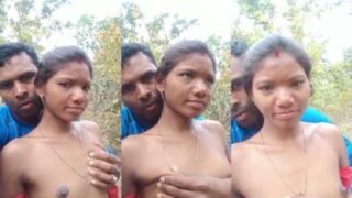 Dehati adivasi couple boob suck sex outdoor mms